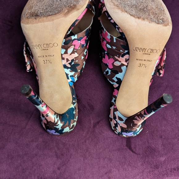 Jimmy achoo Floral Silk Mules 37 1/2 - Picture 4 of 7